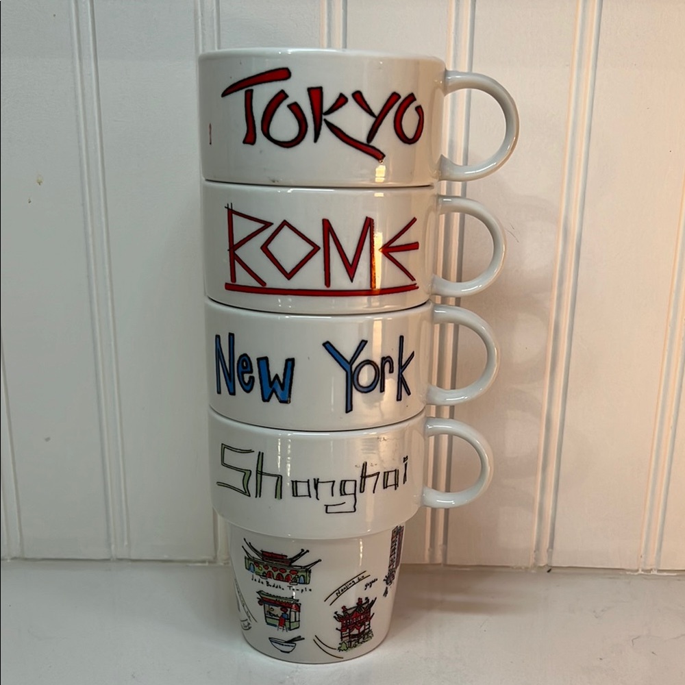White City-Themed Stackable Mugs Set